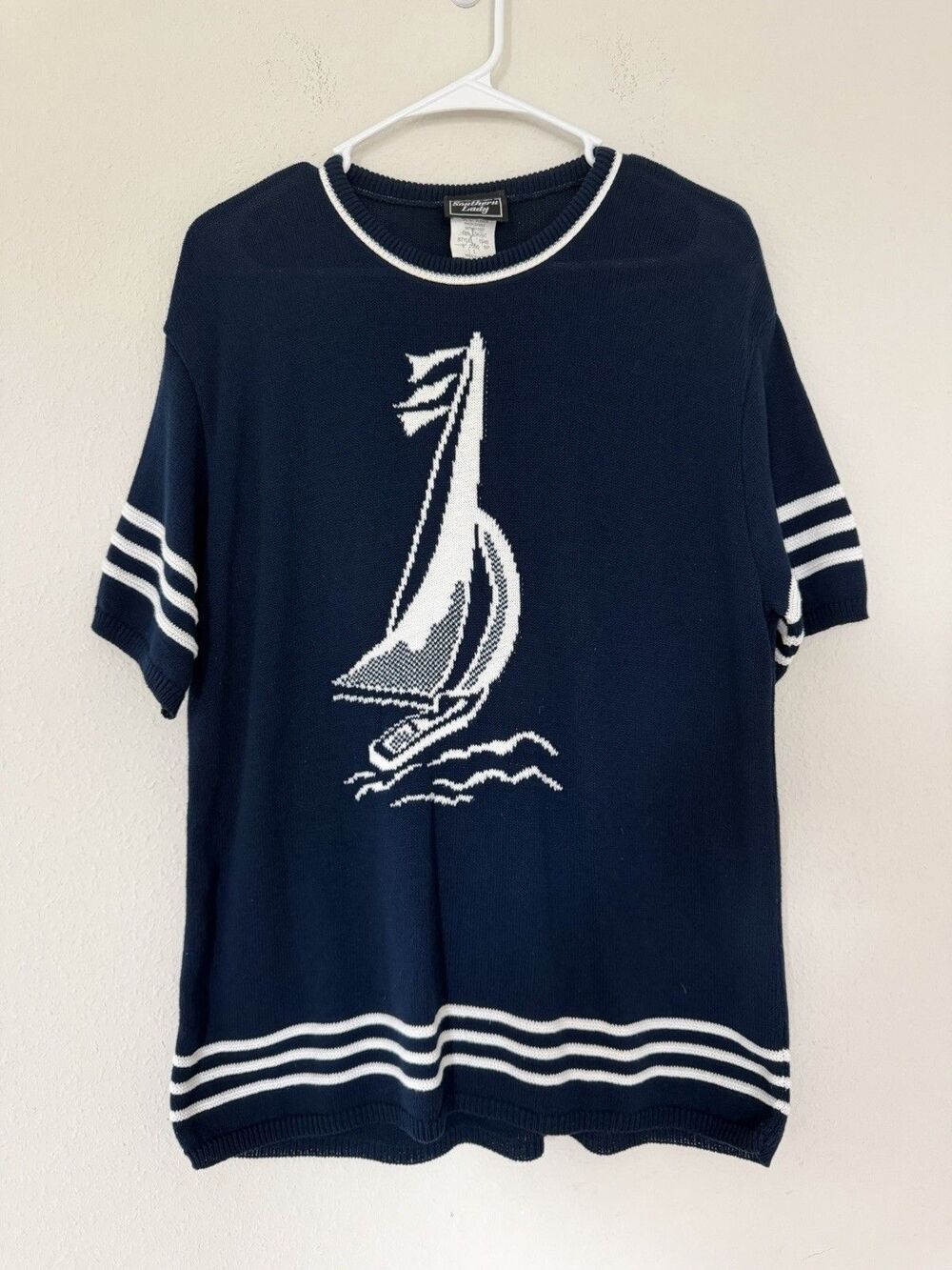 Vintage Southern Lady Nautical Sailercore Sweater L Coastal Old Money Preppy Top